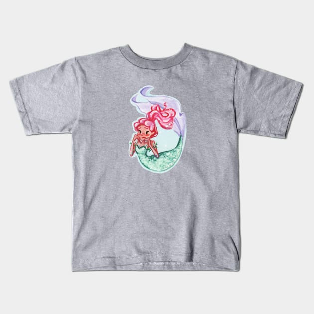 Strawberry Hair Mermaid Kids T-Shirt by Maxineart